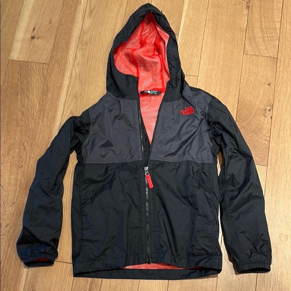 The North Face Black and Red Raincoat